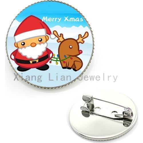 Merry Xmas brooches 2016 newest Christmas Day jewelry brooch pins cute Santa Deer badge best friends New Year wishes gifts CM162