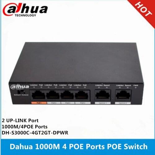 Dahua DH-S3000C-4GT2GT-DPWR Gigabit 4CH PoE Switch max 250m Power Transit Distance Support PoE PoE+&Hi-PoE Protocol