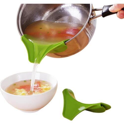 Silicone Colander Anti-spill On Pour Soup Spout Funnel Flow Nozzle Pan Leakproof Tool Useful Cookware Edge Deflector For Kitchen