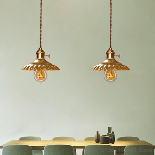 Nordic Brass Pendant Lights Retro Bar Aisle Entrance Dining Room Lights Kitchen Hanging Lamps Living Room Pendant Light Fixtures