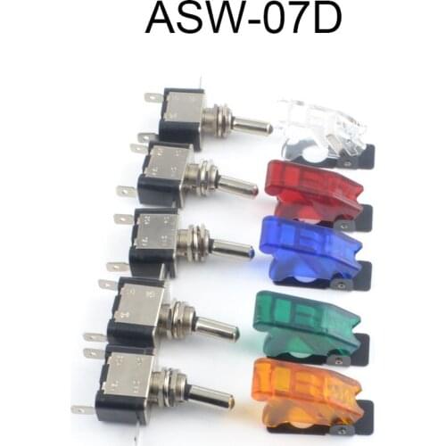 Auto Car Boat Truck Illuminated Led Toggle Switch With Safety Aircraft Flip Up Cover Guard Red Blue Green Yellow White 12V20A