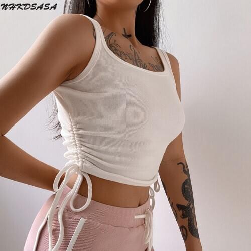 White Crop Tops For Women Knitwear T-Shirt Workout Women Clothing Gothic Style Blusas Camisole Femme Clubwear Outfits Slim Vest