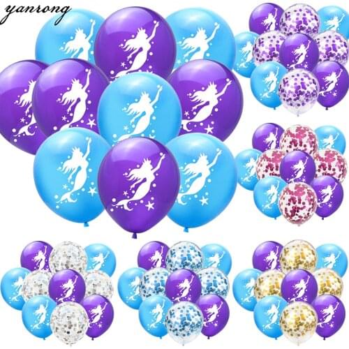 Rose Gold Purple Blue Mermaid Confetti Balloons Birthday Party Baby shower Decoration Kids Adult Air Balls globos Wedding Decor