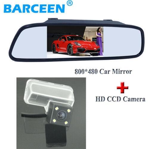 Plastic shell material car rear reversing camera 4 led lamp wiht 4.3" car display mirror for CITROEN DS4 2012 /C4L 2013