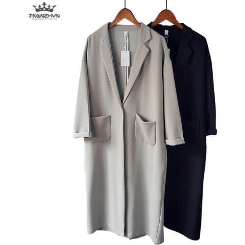 Tnlnzhyn 2019 New Spring Summer Women thin Trench Coat Loose Casual Long Sleeve Windbreaker Coat Medium long Outerwear Y1051