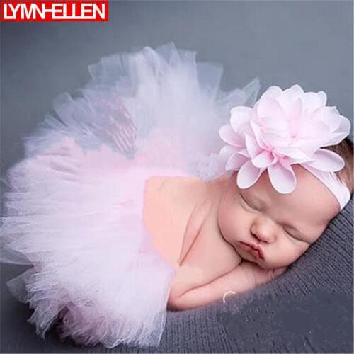 The New 1set Newborn Baby Girl Elastic Hairband Chiffon Flower Baby Girl Headbands Baby Hair Band Kids Baby Tutu Skirt Suit Gift