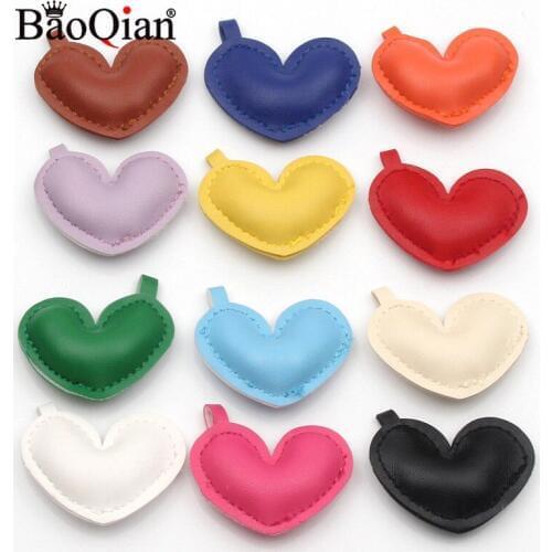 1pcs 35x48mm PU Leather Love Heart Fit Diy Handbag Key Chain Hanging Ornament Home Decoration Handmade Sewing Accessories