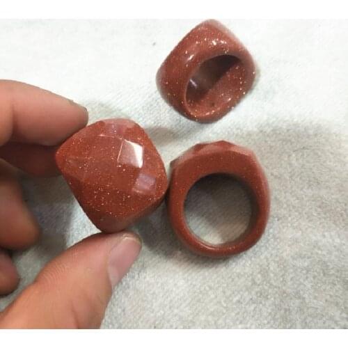 1PC Nature Faceted Golden Sand Rings Luxury For Womens Wearring In Party Rocky Jasper White Jade Inner Hole Diameter 20MM