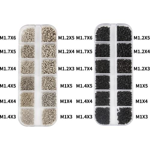 1200Pcs Self-tapping Electronic Small Wood Screws Kit M1 M1.2 M1.4 M1.7 Micro Glasses Screws Round Head