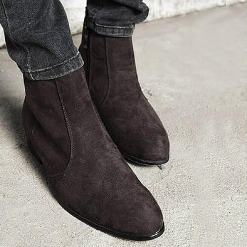 2019 Winter The New Shoes Men Big Size 39-44 Chelsea Boots Flock Low Heel Mens Boots Footwear Mens Sapato Masculino S4-29