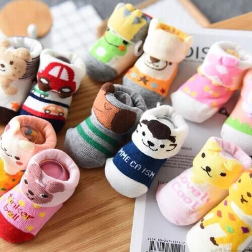 3pairs/Lot stereo cartoon baby socks children slip floor socks without bone glue cotton socks