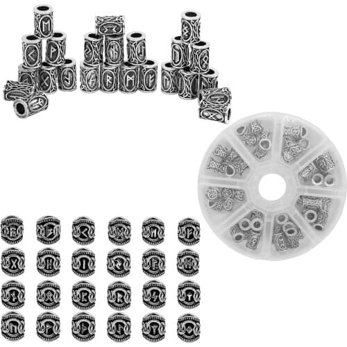 48Pcs Exotic Viking Beads Set Antique Norse Hair Tube Beads DIY Jewelry