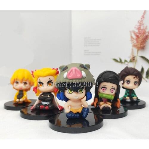 5pcs/lot Anime Figure Demon Slayer Kamado Tanjirou Kamado Nezuko PVC Anime Figure Toys Kimetsu no Yaiba Statue Doll Gift