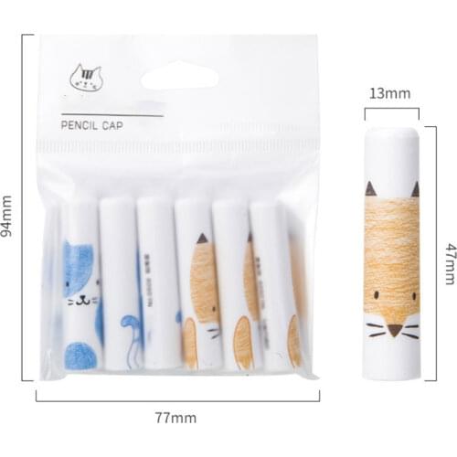 6pcs/set Plastic Ice Cream Pencil Cap Cute Protective Pencil Caps Student Pencil Extender Pencil Cover Stationery Tools 47*13mm