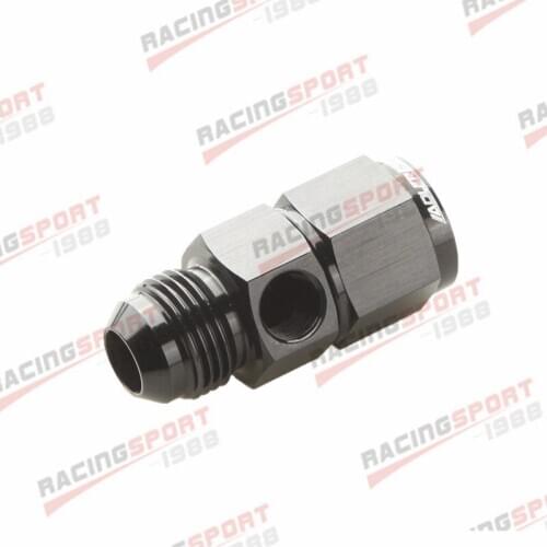 -8AN Male To AN8 Female With 1/8" NPT Gauge Port Adapter Fuel Black