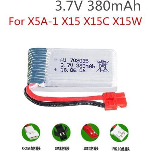 3.7V 380mAh Lipo Battery For SYMA X5A-1 X15 X15C X15W X4 H107 MJXRC F47 DFD F180 Quadcopter RC Helicopter Parts 3.7v RC Battery