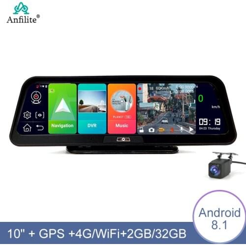 Anfilite 10 Inch 2G RAM 32G ROM Android 8.1 ADAS 4G Dash Cam Video Recorder FHD 1080P dual camera GPS Navigator night vision