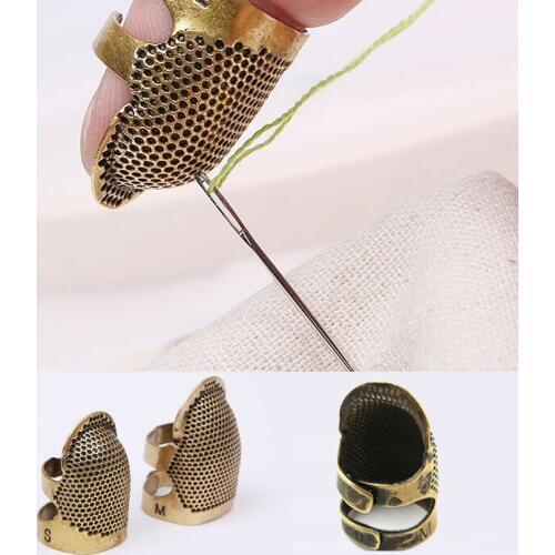 Antique Metal Brass Sewing Thimble Needles Finger Protector DIY Helpful Sewing Tools Accessories Size S M