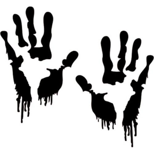 Car Sticker Zombie Handprint Walking Dead Fashion PVC Car Decoration Accessories Decals Waterproof Black/white,18cm*16cm