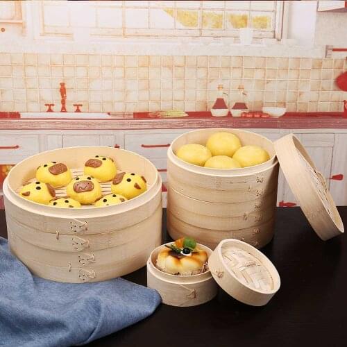 Bamboo Steamer With Cover Set Basket Cooker Steam Kitchen Cooking Tools For Dumpling Snack Dim Sum Fish Rice Vegetable Egg