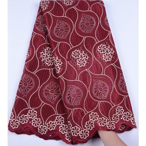 Free Shipping African Tulle Lace Fabric Nigerian Cotton Swiss Voile Lace In Switzerland High Quality Wine Red Tulle Fabric 1631