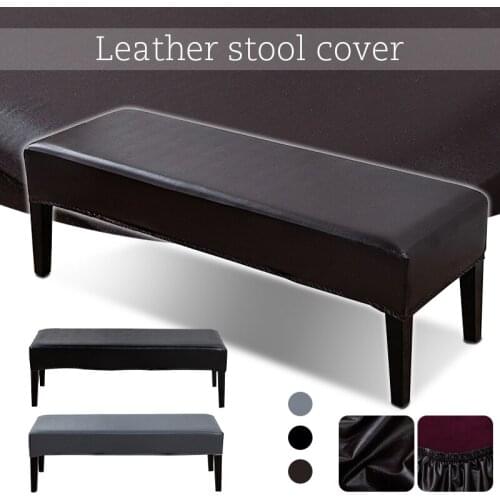 Black High Stretch With Elastic Bottom Accessories Slipcover Waterproof Bench Dustproof Seat Cushion Cover PU Leather Home Decor