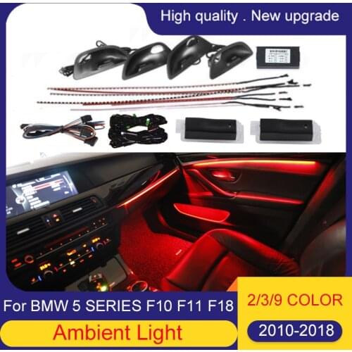 Car Interior Decorative Led Ambient Door Light Stripes Atmosphere Light With 2/3/9/11Colors For BMW 5 Series F10/F11 2010-2018