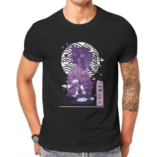 Demon Slayer Kimetsu No Yaiba Anime Shinobu Print Tshirt Loose Graphic T Shirt Punk Hot Sale tees Cotton Ofertas Mens Tshirts