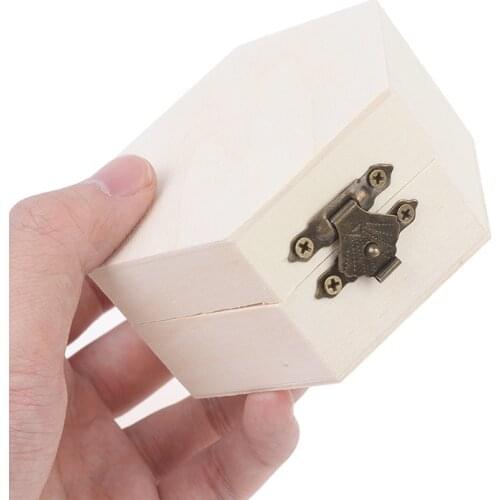 Hexagonal Shaped Wooden Storage Box Jewelry Wedding Gift Box Jewelry Display Wooden Box Eternal Flower Packaging Gift
