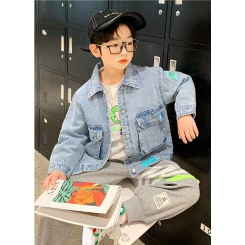 2021 Jean Spring Autumn Coat Outerwear Top Children Clothes Kids Costume Teenage Formal Home Outdoor Boy Clothing High Quality
