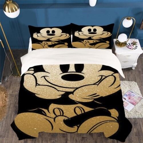 3D Printed Disney Minnie Mickey Mouse Bedding Set Duvet Cover Pillowcases Boy Girls Home Decoration Cartoon Duvet Cover Set