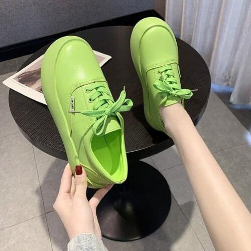 British style small leather women shoes spring 2021 new Korean woman vulcanize shoes white wedges sneakers zapatos mujer