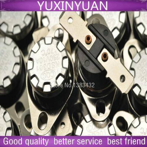 KSD301 thermostat/thermal protector/temperature control switch 70 degrees 70 v/10 a normally closed 10pcs/lot