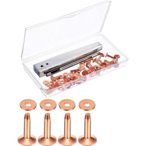 Copper Rivets and Burrs Leather Copper Rivet Hole Punch Cutter DIY Leather Kit for Belts Wallets Collars Leather Product
