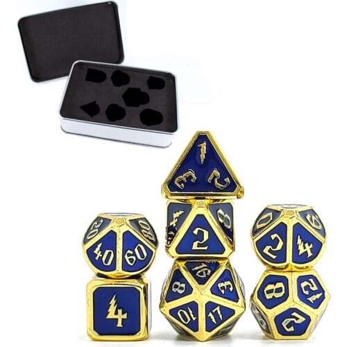 7 PCS Magic Style Metal Dice Metallic DND Game D&D Dice with Free Metal Case U2JB
