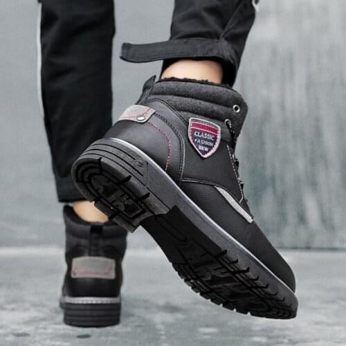 Mens Winter Footwear Boots For Men Mens Shoes Casual Leather Black Big Size Zapatillas Hombre Sneakers Man Shoe