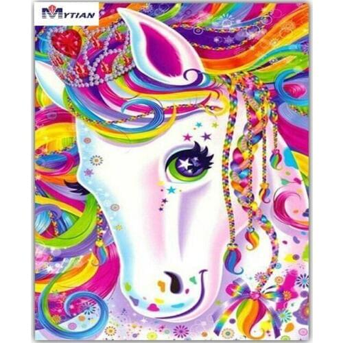 MYTIAN 5D Full Diamond Painting Horse Head Cross Stitch Unicorn DIY Diamond Embroidery Pattern Diamond Mosaic Picture Rhineston