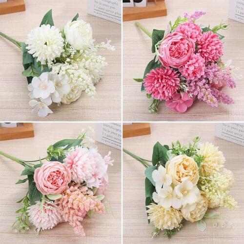 2021 new pink mixed artificial flower silk rose home wedding decoration living room DIY crafts high-quality artificial flowers