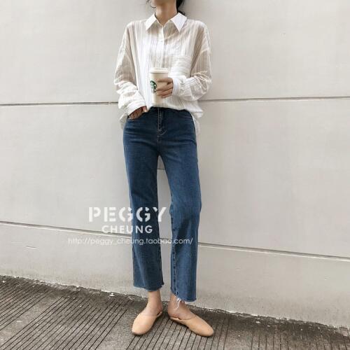 New maternity jeans spring and autumn nine points wide leg pants wear fashion maternity dress