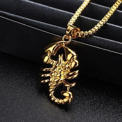 Gold Color Scorpion Pendant Necklace collares Fashion Punk Drop Necklace Chain Men Women Statement Hip Hop Jewlery Shellhard