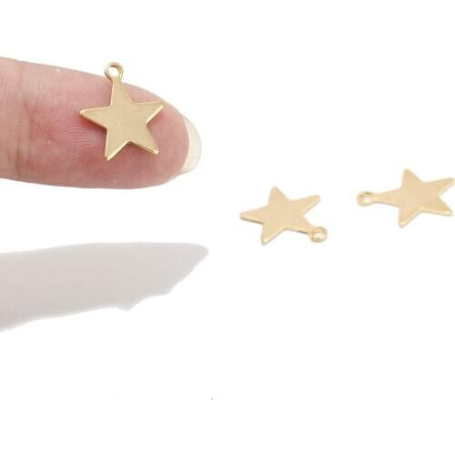 20pcs/lot 12mm Gold tone Stainless Steel Charms Pendants Star Crafting DIY Necklace Bracelet For Jewelry Making