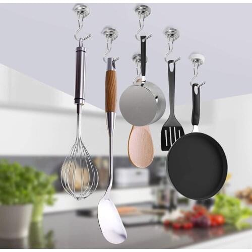 Swivel Magnetic Hooks Heavy Duty Neodymium Magnet Hooks 4 pcs with Scratch Proof Stickers for Home Refrigerator Kitchen SCIE999