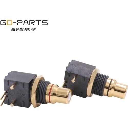 RCA Connector Plug 24K Gold Plated OFC Copper PTFE insulation For PCB mount Red Black 1Pair