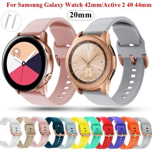 20mm Smart Watchband Straps For Samsung Galaxy Watch Active 2 40 44mm Sport Wrist Bracelet Wristband Galaxy Watch 42/3 41mm Belt