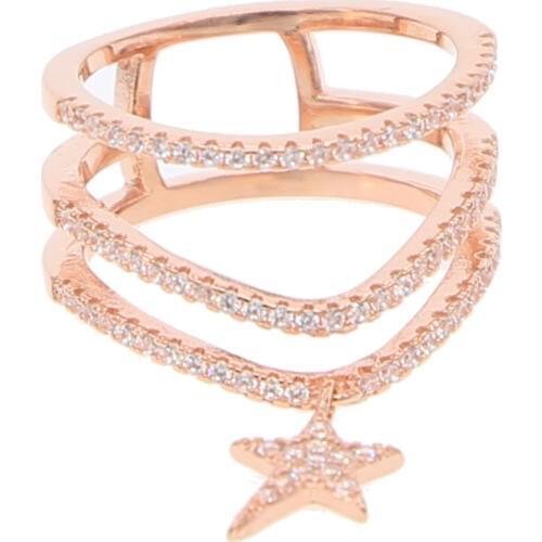 ROSE GOLD COLOR Engagement Ring for women with AAA Cubic Zirconia CZ Star charm finger wedding ring female Jewelry bijoux