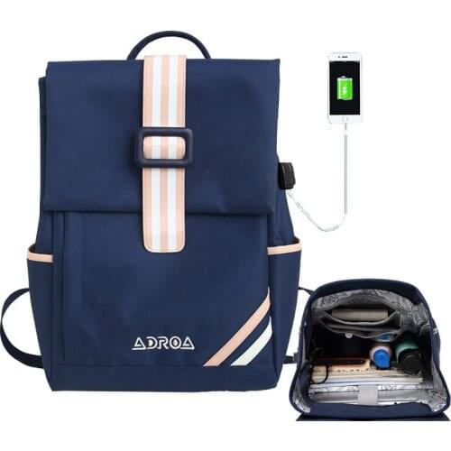New Women Casual School Bag For Waterproof Nylon Backpack For Teenagers Ladies Large Capacity Backpack Girl With Usb Charging
