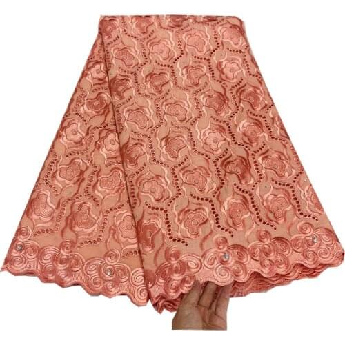 SJ Lace 2021 New Design African Dry Embroidery Fabric Dubai High Quality Stone Austria Cotton Lace Swiss Voile Lace Dress h3-9