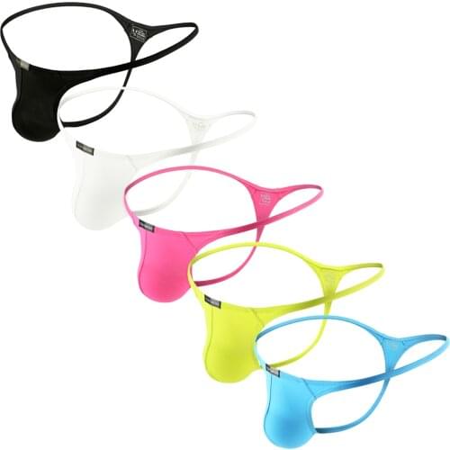 5Pack Mens Sexy Thongs Bikini Men Underwear Men T-Tack Thong G String Homme Jockstrap Mens Briefs Male Sexy U Pouch Panties