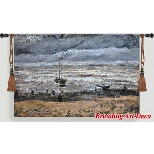 Vincent Van Gogh Seascape at Scheveningen Tapestry Wall Hanging Jacquard Woven Art Home Decoration Polyester Wall Tapestries