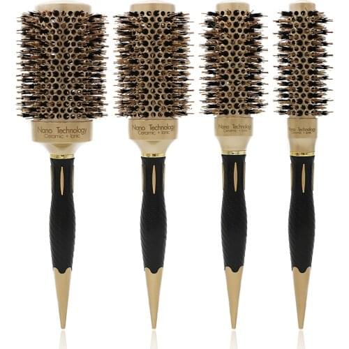 High Quality Comb Aluminum Tube Nylon Bristle Round Brush For Salon Professional Hairstyle Tools